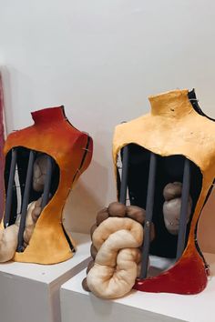 two mannequins made out of different types of materials