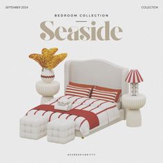 the bedroom collection seaside is designed to look like it has been decorated in red and white