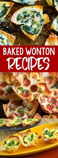 baked wonton recipe with spinach and cheese