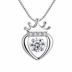 Main Stone: Cubic Zirconia Main Stone Quantity: 1 Pendant Size: 14.5mm * 10.5mm Metal Material: Solid 925 Sterling Silver Accent Stone: AAA Cubic Zirconia Metal Electroplating: Rhodium Pendant Only, Chain Not Included. Total Weight: 1.3g Women Dancing, Heart Crown, Heart Shaped Frame, Tarnished Jewelry, Moon Jewelry, Silver Accents, Metal Material, 925 Sterling Silver Jewelry, Sterling Silver Pendant