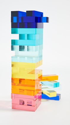 a stack of colorful blocks sitting on top of each other