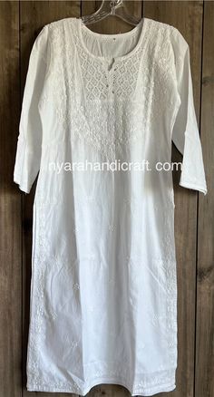 "Cool and comfy pure cotton White Kurti accompanied by 'Dabu' hand printed pure cotton Indigo stole. Team it with Chikankari leggings or a palazzo for a stylish look ! Kurti Length:46 inches Stole : 22 in by 68 in \"DESIGNS MAY VARY\" MORE COLOURS/DESIGNS/SIZES AVAILABLE. DROP US A MESSAGE ON ETSY CHAT FOR MORE OPTIONS" White Kurti, White Kurta, Cotton Kurta, Blue Scarf, Lovely Dresses, Beautiful Embroidery, Womens Tunics, Exquisite Design, Indian Outfits