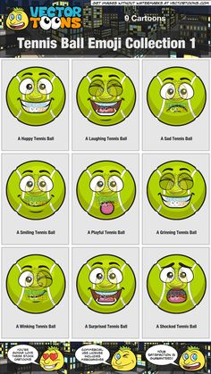 Tennis Ball Emoji Collection 1 Royalty Free Clipart, Free Clipart, Tennis Ball, Soccer Ball, Tennis, Royalty, Royalty Free, Clip Art, Football