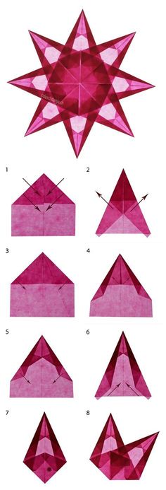 an origami star is shown with instructions to make it look like the paper airplane