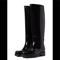 Nib Melissa Shoes Black Fullness Gloss Rain Boots Black 1.5" Platform 16" Shaft, 17.5" Circumference Round Toe Slip-On Synthetic Upper, Textile Lining, Synthetic Outsole Cushioned Insole Sleek Black Knee-high Boots, Black Wide Calf Knee-high Boots With Reinforced Heel, Black Knee-high Boots With Reinforced Heel And Wide Calf, Classic Black Knee-high Boots Medium Width, Sleek Black Knee-high Boots Medium Width, Sleek Black Knee-high Wide Calf Boots, Black Waterproof Knee-high Boots, Waterproof Black Knee-high Boots For Fall, Black Waterproof Knee-high Boots For Fall