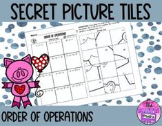 the secret picture files order of operations with pig and heart on blue polka dot background