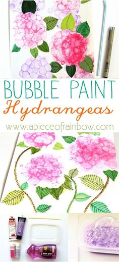 the process for painting flowers with acrylic paint and watercolors is shown