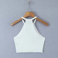 Style: Sexy Fit: Slim Fabric: Polyester Pattern: Solid Element: Cutout Top Length: Crop Neckline: Crew Neck Product Type: Tank Top Main Composition: Polyester Season: Summer Cutout Top, Cut Out Top, Neck Lace, Rave Outfits, White Style, Summer Tops, Season Summer, Summer Women, Women Clothing