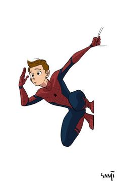 spider - man flying through the air with his arms outstretched