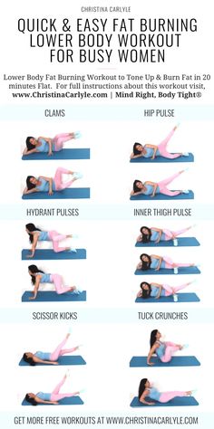 A Quick and Easy Lower Body Workout for Women that burns fat and tones the legs and thighs in 20 minutes or less by top trainer Christina Carlyle. https://www.christinacarlyle.com/lower-body-workout-for-women/ Lower Body Workout For Women, Lower Workout, Holistic Fitness, Burn Fat Quick, Lower Body Fat, Leg Workouts, Leg Exercises, Workout For Women