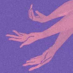 two hands reaching towards each other on a purple background