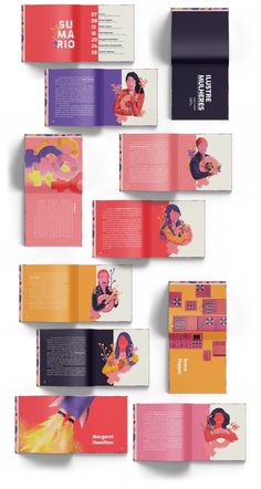 an open book with different colored pages on the front and back cover, in various colors