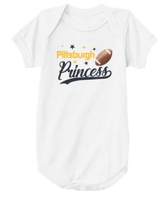 Pittsburgh Football Princess Baby Onesie White T-Shirt Front