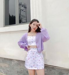 Follow for more like this Purple Fashion Outfit, Girls Jeans Fashion, Cute College Outfits, Purple Girls Dress, Cute Mini Dress, Korean Outfit Street Styles, Western Outfit