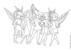 the cartoon tinkerbells are all lined up for their next adventure to be