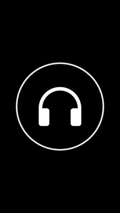 the headphones icon is shown in white on a black background with an oval border