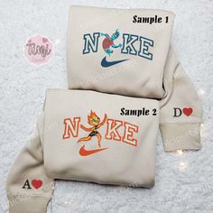 Wade And Ember Elemental Disney Characters Embroidered Couples Shirts Angel Milk, Nike Couple, Finding Nemo Shirt, Diy Hoodies, Dory And Nemo, Matching Nike, Wishlist For Christmas, Couples Matching Outfits Swag, Bugs And Lola