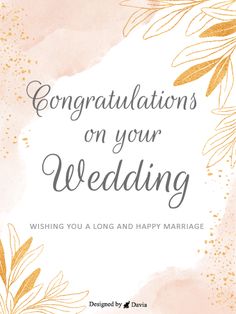 congratulations on your wedding card with gold leaves