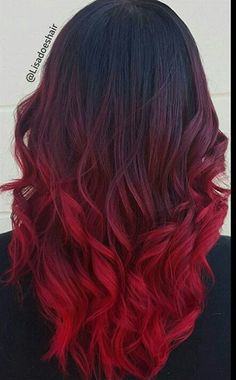 Black and red Curly Red Highlights, Hair Color Curly, Red Hair With Highlights, Black Red Hair, Red Ombre Hair, Dark Red Hair, Colored Curly Hair, Red Highlights, Ombré Hair