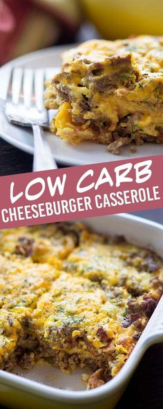 low carb cheeseburger casserole on a plate