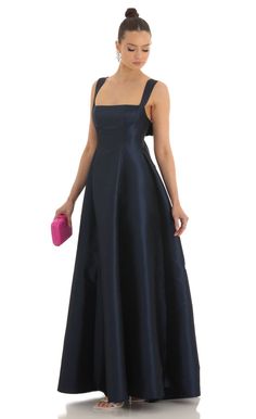 Foxie Fit and Flare Maxi Dress in Navy | LUCY IN THE SKY Navy Formal Dresses, Prom Dresses Flowy, Fancy Maxi Dress, Navy Formal Dress, Recital Dress, Navy Blue Prom Dress, Flare Maxi Dress, Formal Ideas, Classic Prom Dress