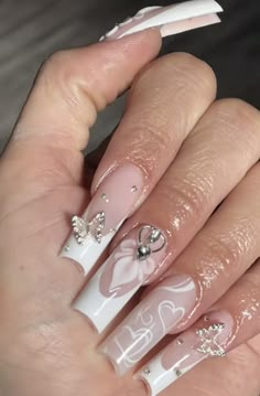 Marvel Nails, Quinceanera Nails, Girly Acrylic, White Acrylic Nails, Girly Acrylic Nails, Cute Acrylic Nail Designs, Classy Acrylic Nails, Pretty Gel Nails, Really Cute Nails