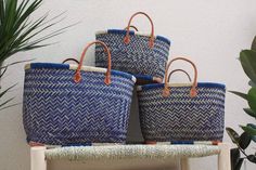 Shopping Tote Bag MADAGASCAR BASKET Blue & Natural Hand Braided 3 Sizes to Choose From Straw Wicker Beach Market - Etsy Blue Straw Bag With Leather Handles For Summer, Eco-friendly Handwoven Blue Beach Bag, Eco-friendly Blue Handwoven Beach Bag, Handmade Blue Bucket Beach Bag, Blue Handwoven Beach Bag For Market, Blue Handwoven Beach Bag, Blue Handwoven Summer Beach Bag, Blue Tote Beach Bag For Market, Handmade Blue Beach Bag For Market