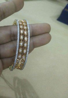 Saved by radha reddy garisa Diamond Bangles Designer Latest, Solid Gold Bangle, Stone Bangles, Hand Chain Jewelry, Gold Jhumka Earrings, Diamond Pendent, Diamond Bracelet Design, Diamond Bangles