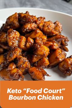 Keto “Food Court” Bourbon Chicken by Chef Michael Food Court Bourbon Chicken, Bourbon Chicken, Low Carb Chicken Recipes, Keto Cooking, Keto Meal Prep, Low Carb Dinner Recipes, Keto Food