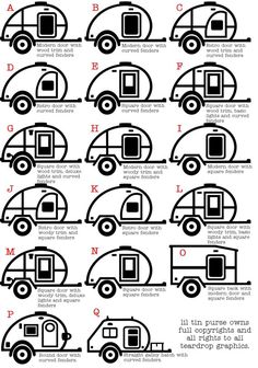 an illustrated diagram showing the different types of travel trailers