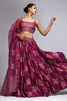 Shop for Shruti S Wine Geometric Hand Block Print Lehenga Set for Women Online at Aza Fashions Block Print Lehenga, Wine Lehenga, Lehenga And Blouse, Print Lehenga, Block Painting, Printed Dupatta, Blouse Silk, Lehenga Blouse, Buy Wine