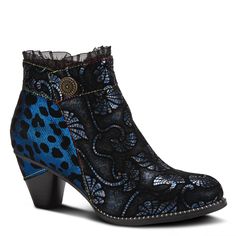 NAVY MULTI Artistic Shoes, Pyramid Collection, L'artiste By Spring Step, Spring Step Shoes, Rubber Boot, Into The Night, Heeled Ankle Boots, Suede Boots, Leather Heels