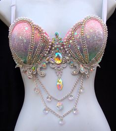 the bra is adorned with jewels and beads