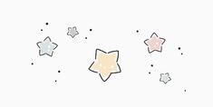 three stars are flying in the sky with white and pink dots on top of them