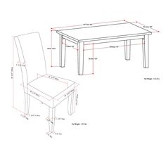 the measurements for a dining table and chair