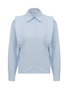 Concealed front buttons with hidden placket sewing. Elegant Shirt for Women, Women clothing, Women Business Casual Shirt, Folds Women Tops,  Timeless Elegance, Night & Day, Luxury Feminine Clothes Long Sleeve Shirt, Poplin Fabric 70% Cotton %30 Polyester White, Blue Winds Of Winter, The Winds Of Winter, Women Business Casual, Shirt With Collar, Feminine Clothes, Business Casual Shirts, Style Feminine, Womens Business Casual, Fitted Shirt