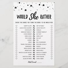 a black and white poster with words that say would she rather be in love?