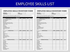 an employee's inventory form is shown with the words employee skills list on it