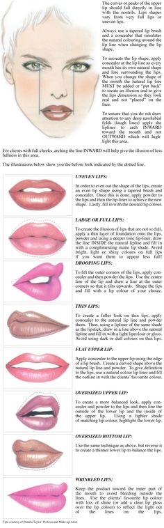 lip shapes | Corrective Lipstick Tips for Lips Lip Art Painting, Lipstick Tips, Lip Types, Makeup Tip, Makeup Hacks Tutorials, Lip Shapes, How To Apply Lipstick, Lip Fillers, Beautiful Lips