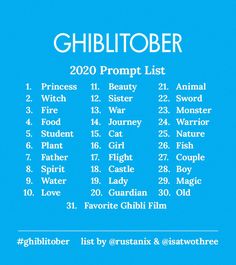 a blue poster with the dates for ghiblitober