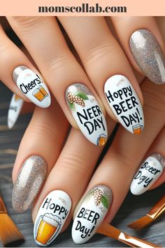 Whether you’re toasting with friends or enjoying a quiet night in, these nail art ideas are the perfect way to show off your love for beer. Beer Sampler, Brewery Logos, National Beer Day, Beer Label Design, Beer Day, Beer Theme