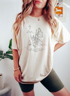 For Unto Us A Child Is Born Shirt, Merry Christmas Oversized Vintage T-Shirt, Bible Verse Shirt, Jesus is the Reason Shirt, Comfort Colors This oversized Comfort Colors shirt is perfect for chill days, and the mineral wash gives it a rad vintage feel.  You'll love this tee's slouchy fit and cool design.  CARE INSTRUCTIONS Wash items inside cold water, do not bleach, dry clean, and iron directly on the design. Tumble dry low. PRODUCTION AND SHIPPING The standard production time is 1-3 business days. (We usually process and ship out the orders within two business days.) USA Orders: Standard: 2 to 6 days to get delivered (after processing time) Priority: 1 to 4 days to get delivered (after processing time) Express: 1 to 2 days to get delivered (after processing time)    If you need the item s Western Graphic Tees, Country Music Shirts, Comfort Colors Tshirt, Cowgirl Shirts, Country Shirts, Mama Shirts, Cow Girl, Comfort Colors Tee, Nashville Tennessee