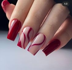 Classy Vday Nails, Red Nails Ideas Coffin, Red Acrylic Nails Almond, Nails Rojas Cortas, Trendy Nails Red, April Nails, Wow Nails, Red Acrylic Nails, Red Nail Designs