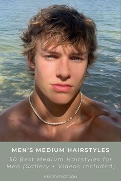 Top 50 Medium-Length Hairstyles for Men: Featuring Galleries and Videos | 50 of the Best Medium Hairstyles for Men (Gallery + Videos Included) Hair Styles Straight Hair Men, Textured Male Haircut, Messy Hair Medium Length, Mens Haircut Inspiration, Choppy Mens Haircut, Haircut For Men With Wavy Hair, Mid Length Hair Styles Men, Surfer Hair Brunette, Mens Hairstyles Midlength