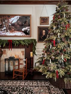 a decorated christmas tree in a living room