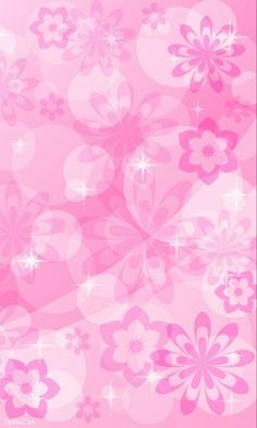 an abstract pink background with flowers and stars