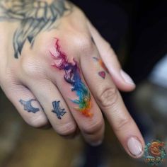 a person's hand with tattoos on it