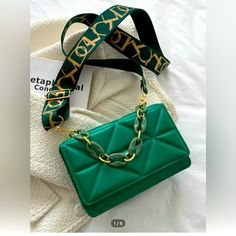 Color: Dark Green Bag Size: Mini, Small Pattern Type: Quilted Strap Type: Adjustable, Chain Style: Fashionable Type: Square Bag Composition: 100% Polyurethane Material: Pu Leather Adjustable Bag, Chain Pattern, Mini Crossbody Bag, Quilted Bag, Satchel Bag, Womens Clothing Sizes, Square Bag, Bag Women, Flap Bag