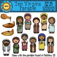 the ten virgins of parable clip art for kids to use in their classroom