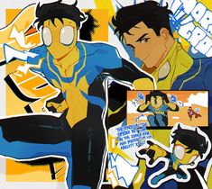 an image of anime character collages with comic style characters in the foreground